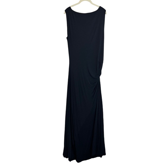 Soft Surroundings Womens Maxi Dress Large Black Ruched Side Sleeveless Knit - Picture 4 of 6